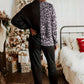 Leopard Round Neck Sweatshirt and Pants Lounge Set