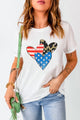 Heart Round Neck Short Sleeve T-Shirt White