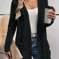 Texture Open Front Long Sleeve Cardigan with Pockets