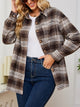 Plaid Collared Shirt Jacket Brown