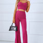 Sweetheart Neck Sports Cami and Slit Ankle Flare Pants Set