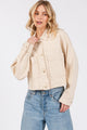 bytos Button Down Cropped Denim Jacket with Patch Pockets Tan