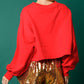 Sequin Round Neck Dropped Shoulder Sweatshirt