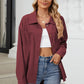 Button Up Dropped Shoulder Long Sleeve Outerwear