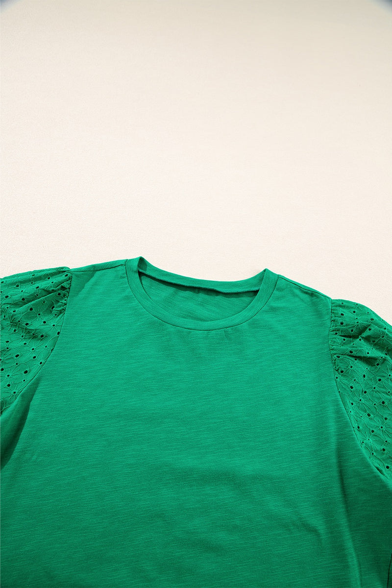 Eyelet Embroidered Patchwork Top