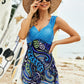 Printed Ruched Swim Dress and Swim Bottoms Set