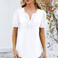 Frill Notched Short Sleeve Blouse