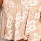 Double Take Floral Lace Pompom Detail Tie-Waist Flutter Sleeve Dress