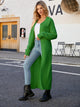 Full Size Collared Open Front Duster Cardigan Mid Green