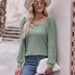 Mandy Eyelet Square Neck Puff Sleeve Blouse