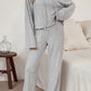 Ribbed Drawstring Hoodie and Pants Lounge Set