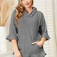 Full Size Waffle-Knit Ruffle Hem Hoodie