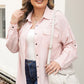 Plus Size Collared Neck Button Front Long Sleeve Shirt