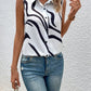 Button Up Printed Collared Neck Top