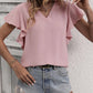 Ruffled V-Neck Short Sleeve Blouse