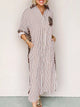 Striped Leopard Print Button Up Shirt Dress Stripe