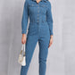 Snap Down Denim Jumpsuit with Pockets