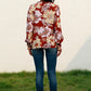 Floral V-Neck Smocked Lantern Sleeve Blouse