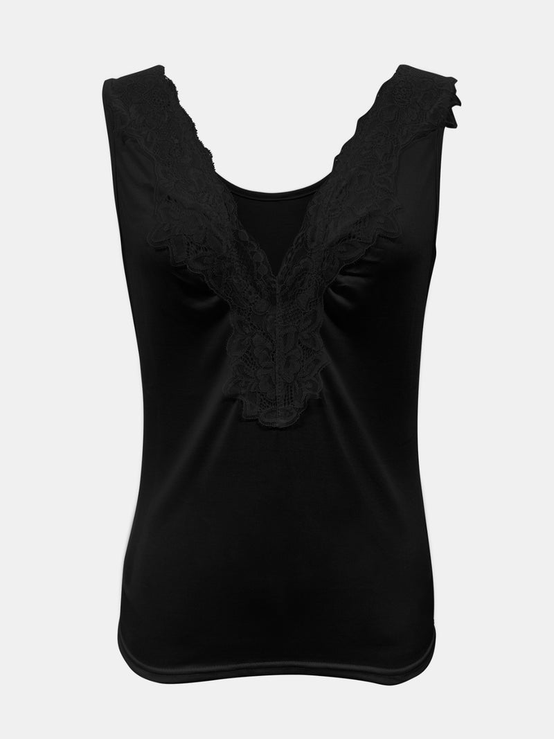 Full Size Lace Detail V-Neck Tank