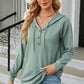 Drawstring Half Button Long Sleeve Hoodie