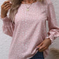 Printed Round Neck Lantern Sleeve Blouse