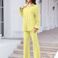 Drawstring Flounce Sleeve Shirt and Pants Set