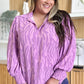 Double Take Full Size Printed Smocked Long Sleeve Blouse