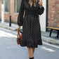 V-Neck Long Sleeve Ruffle Hem Dress