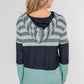 Striped Drawstring Long Sleeve Hoodie