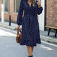 V-Neck Long Sleeve Ruffle Hem Dress