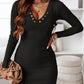 V-Neck Long Sleeve Ribbed Dress