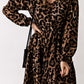 Leopard V-Neck Balloon Sleeve Tiered Dress