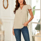 Swiss Dot Notched Cap Sleeve Blouse