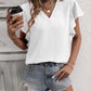 Ruffled V-Neck Short Sleeve Blouse