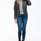 YMI Removable Faux Layered Multi-Pocket Jacket with Fuzzy Hood