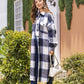 MeiMei Plaid Button Up Dropped Shoulder Coat