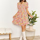 Smocked Sweetheart Neck Flounce Sleeve Mini Dress