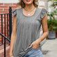 Ruffled Ruched Round Neck Tank