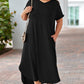 Plus Size V-Neck Short Sleeve Maxi Dress