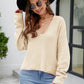 V-Neck Drop Shoulder Long Sleeve Knit Top