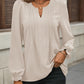 Notched Flounce Sleeve Blouse