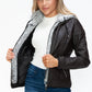 YMI Faux Layered Double-Zipper Jacket with Fuzzy Hood