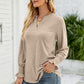 Heathered Flounce Sleeve Curved Hem Top