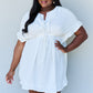 Ninexis Out Of Time Full Size Ruffle Hem Dress with Drawstring Waistband in White