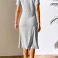 Ribbed Asymmetrical Neck Short Sleeve Dress