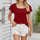 Square Neck Flutter Sleeve Top