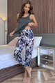 Scoop Neck Tank and Floral Cropped Pants Lounge Set Grey