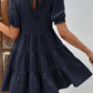 Puff Sleeve Tie Back Tiered Dress