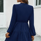 V-Neck Tie Neck Long Sleeve Dress