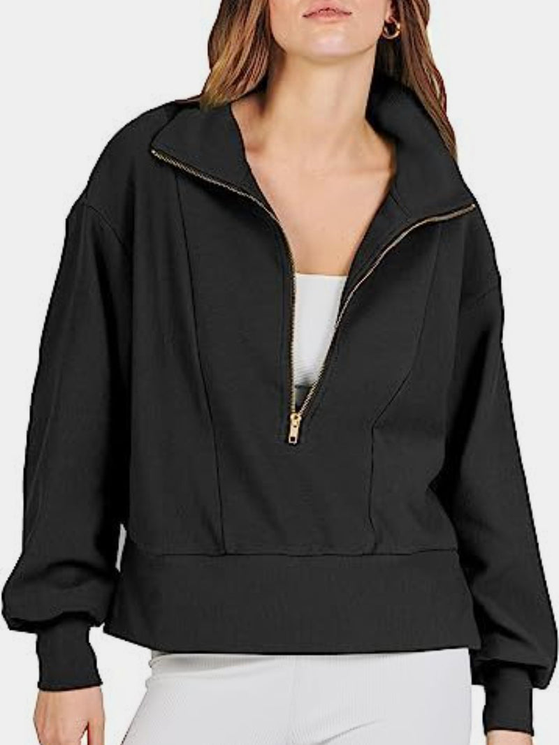 Half Zip Up Collared Sweatshirts